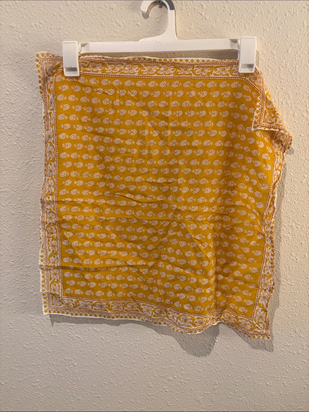 Madewell Yellow Floral Print Scarf with White Border